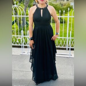 Women’s Eliza J  Embellished Tiered chiffon Halted Dress